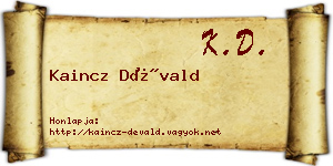 Kaincz Dévald névjegykártya